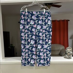 NWT Coral Bay Blue Multicolor Floral Print Capri Pants Size 16